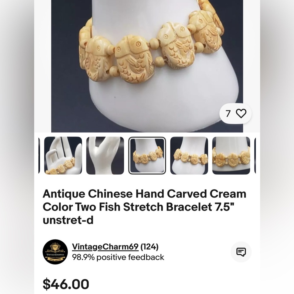 Vintage Hand-Carved Dragon Bracelet and Earrings - Picture 15 of 15